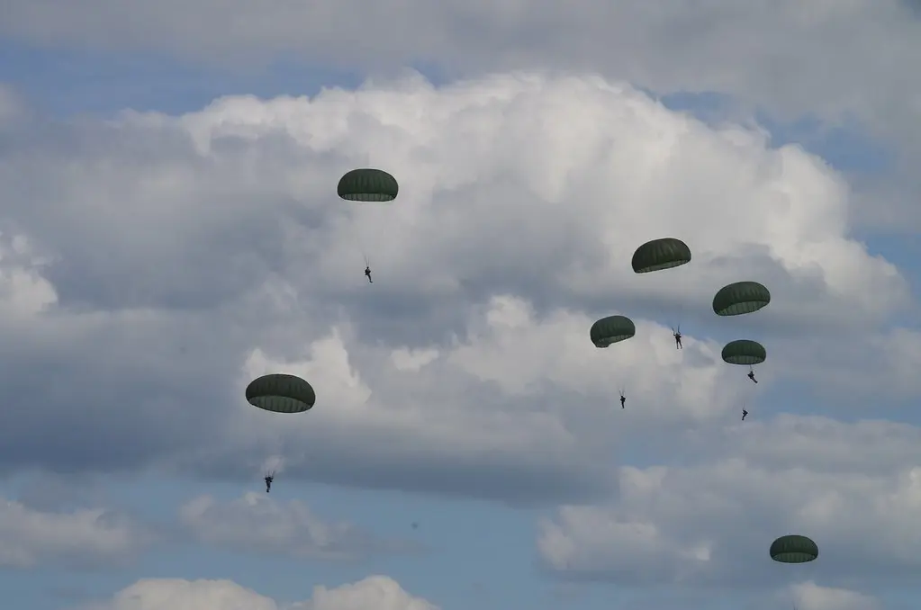 The Prince of Wales attends parachute drop at Ranville
