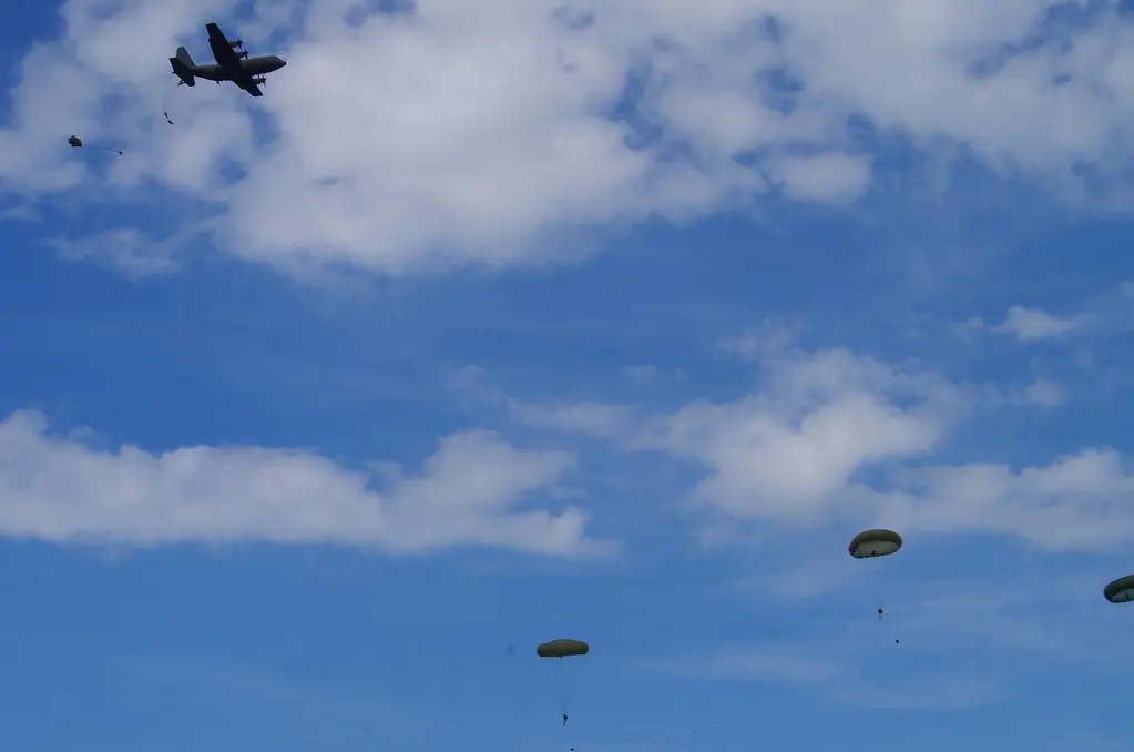 The Prince of Wales attends parachute drop at Ranville