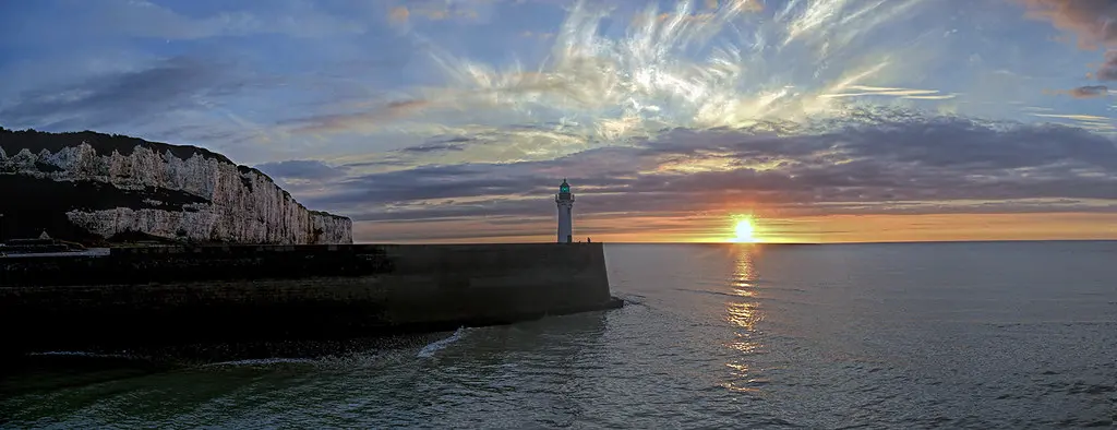 Sunset over Saint-Valery-en-Caux in Normandy.