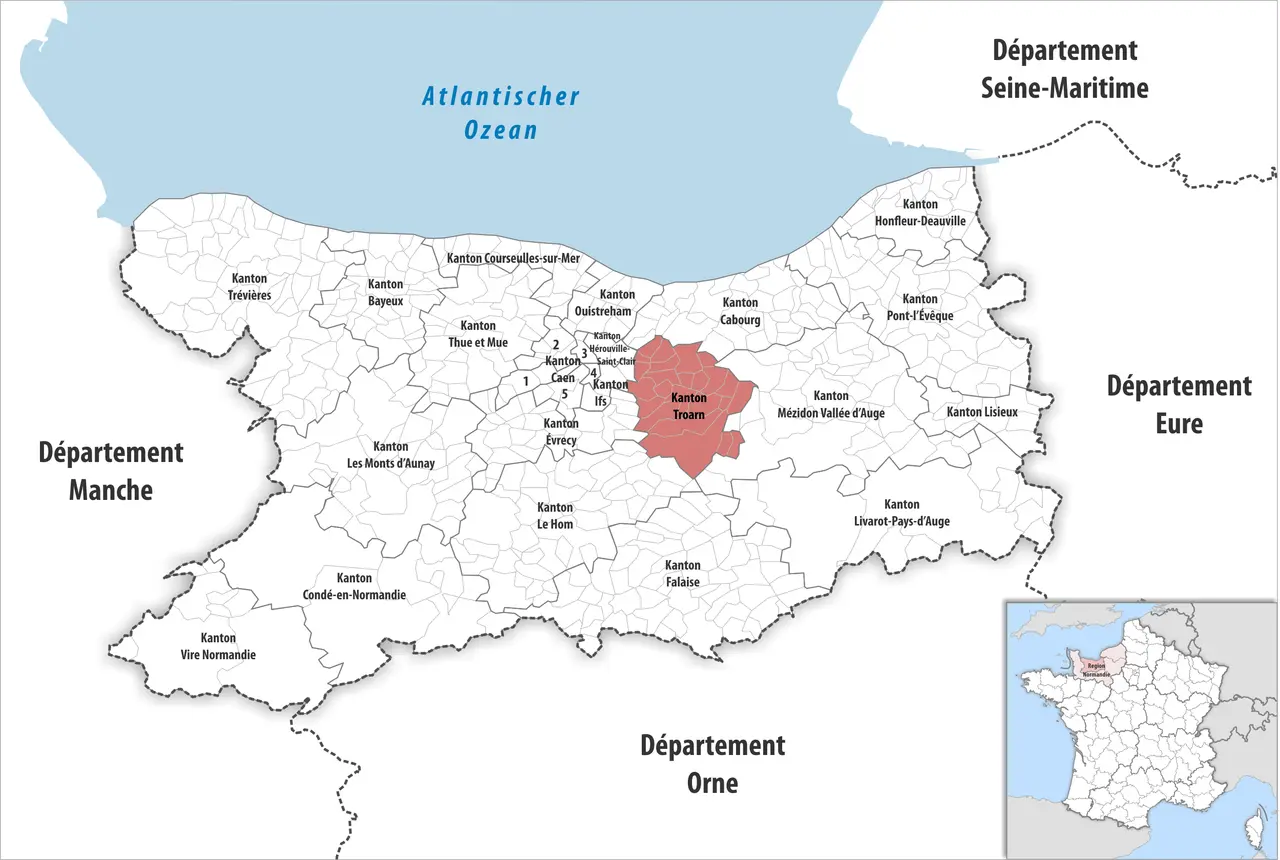 Locator map of Kanton Troarn 2021