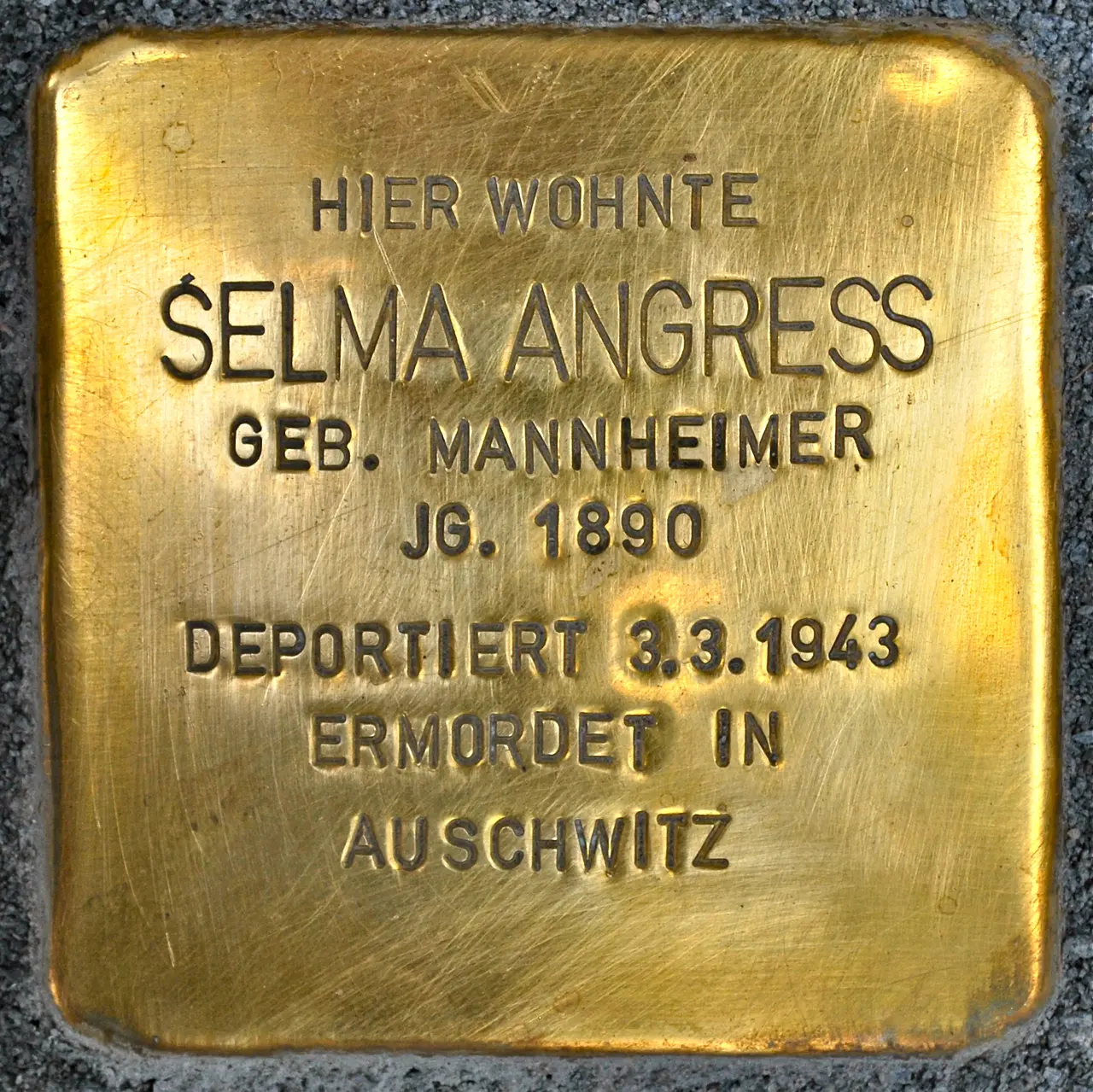 Stolperstein Selma Angress Bötzowstraße 20 0024