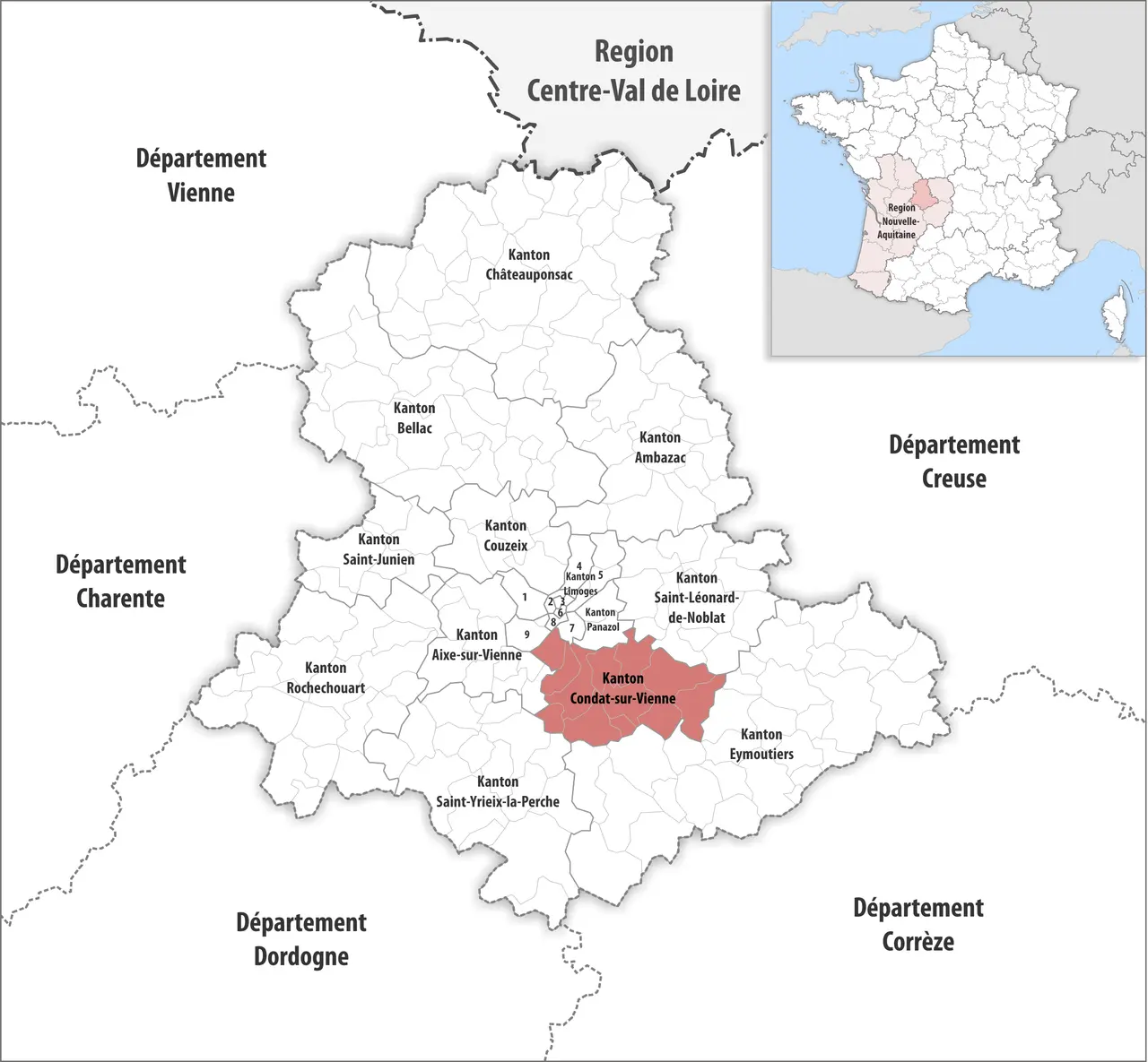 Locator map of Kanton Condat-sur-Vienne 2019