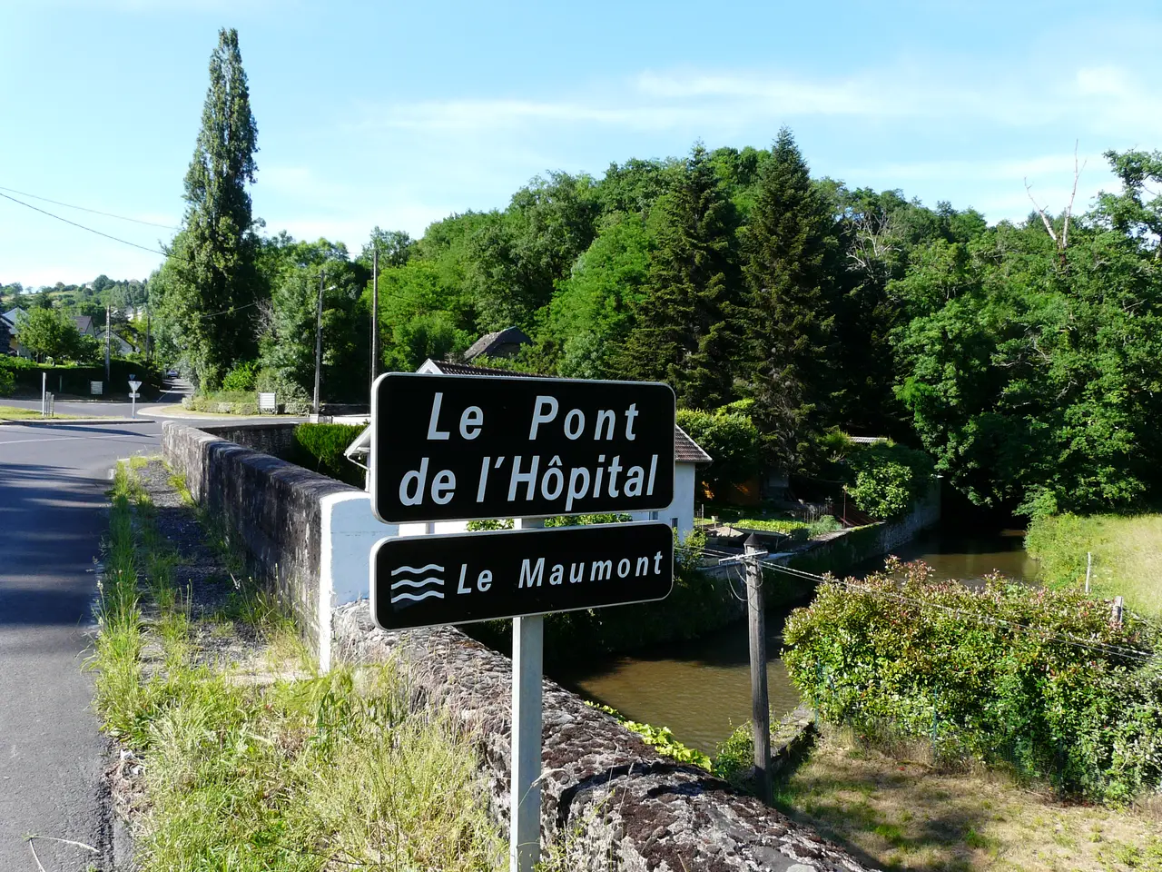 Maumont Donzenac pont Hôpital panneau