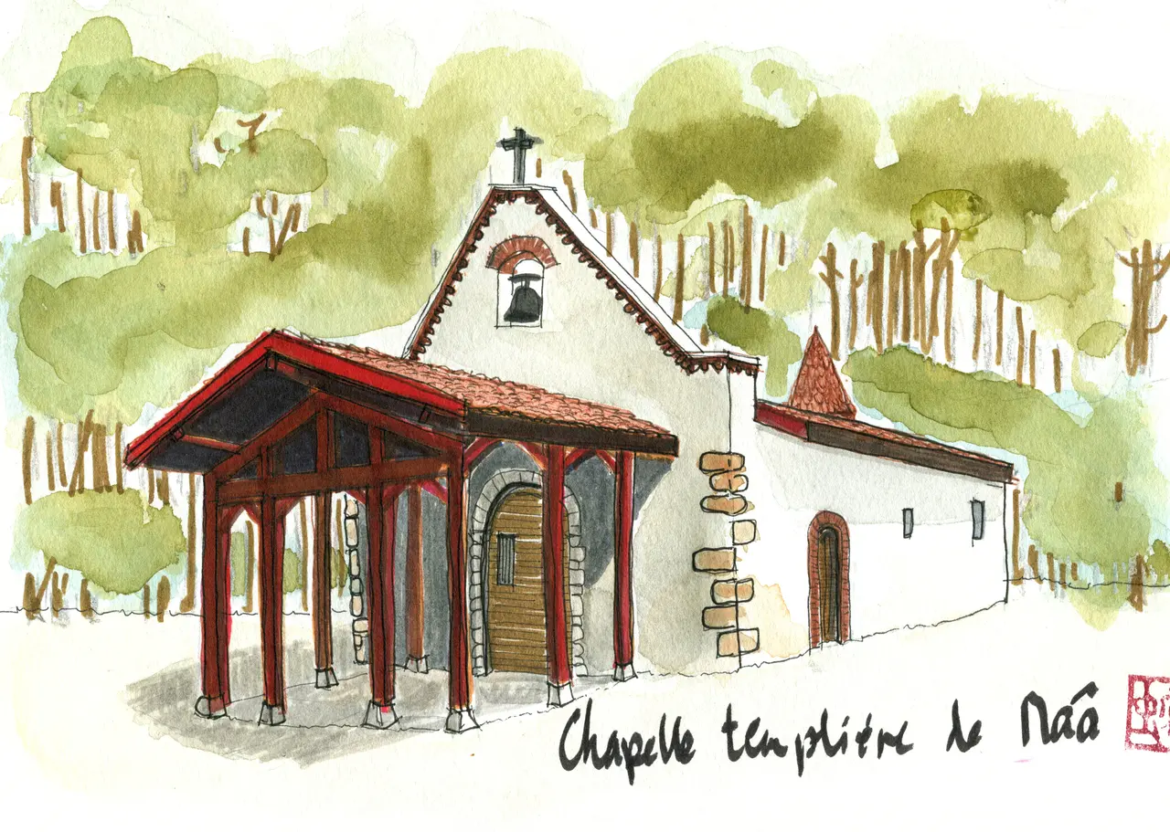 Aquarelle de la chapelle Saint-Laurent à Maâ 2