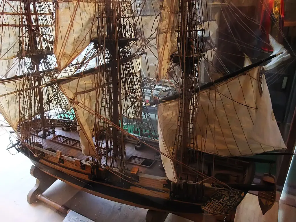 Model of 380 ton French Corvette Astrolabe ex la Coquille commissioned in 1811 and used to explore Antarctica