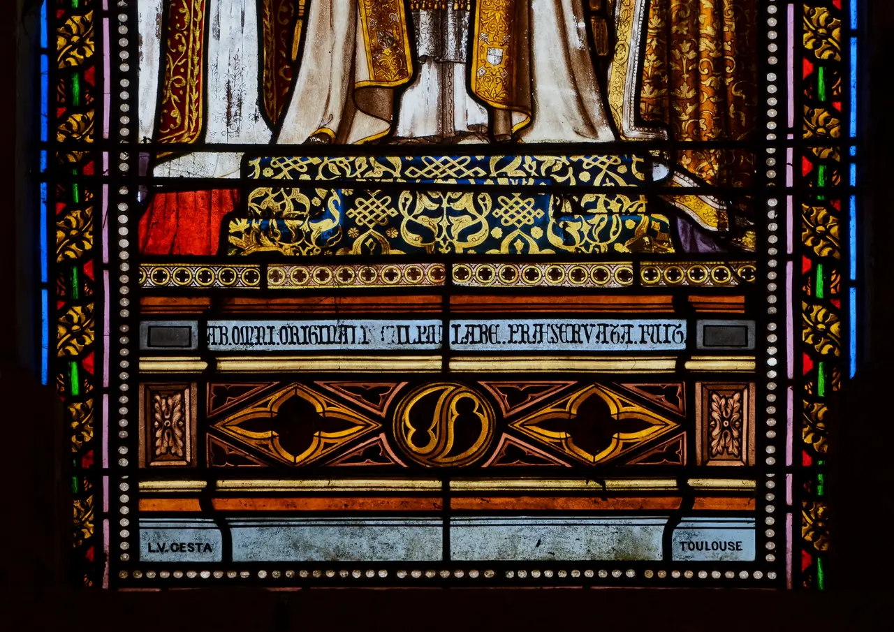 Nanteuil-en-Vallée 16 Signature L.-V. Gesta vitrail 2014