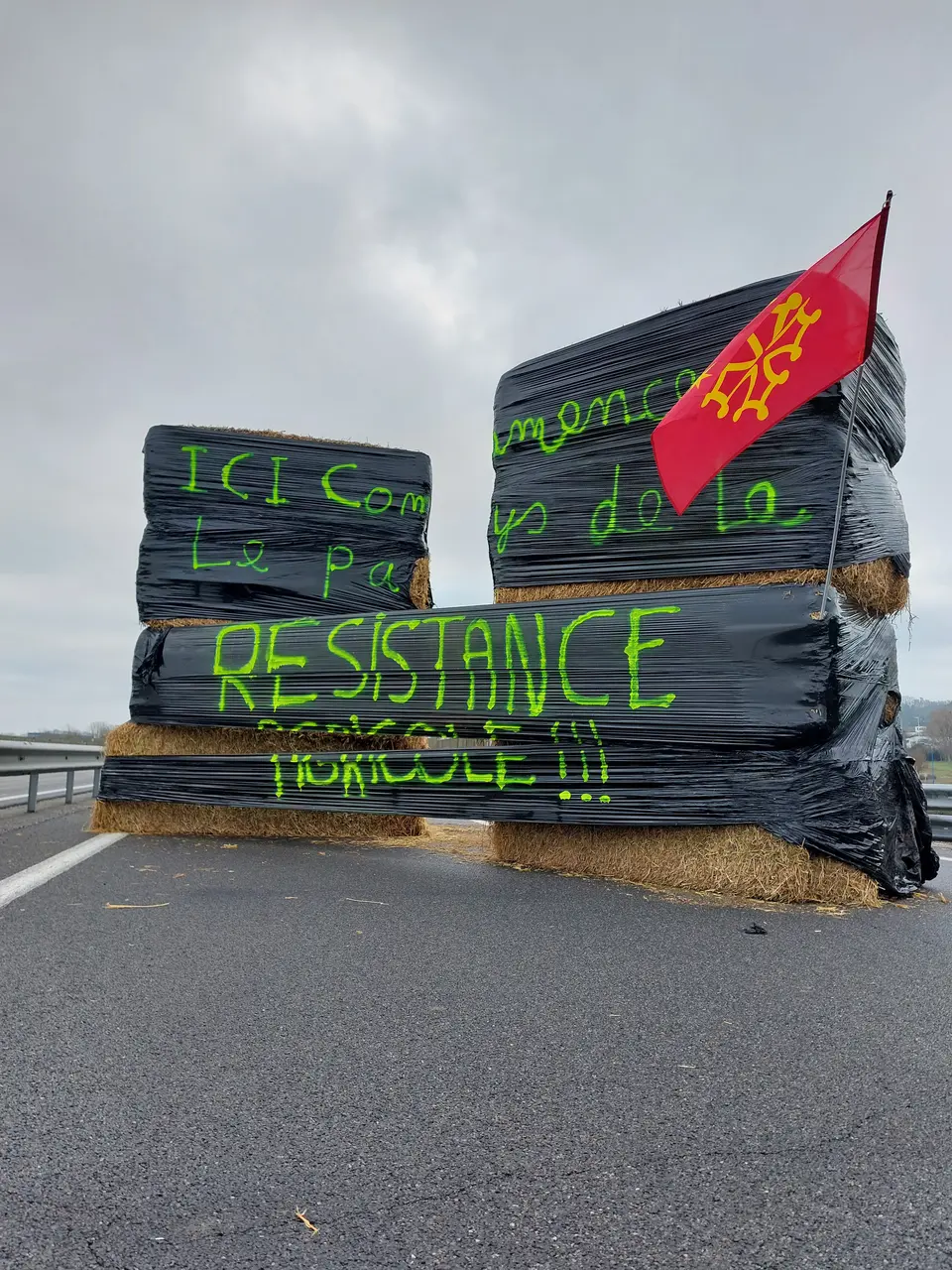 Blocage de la N124 par les paysans occitans à L'Isle-Jourdain (02)