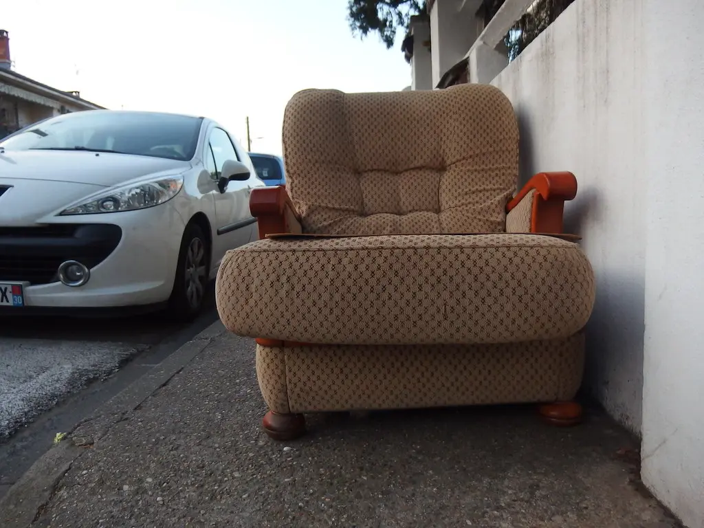 Comfortable armchair discarded in Nîmes