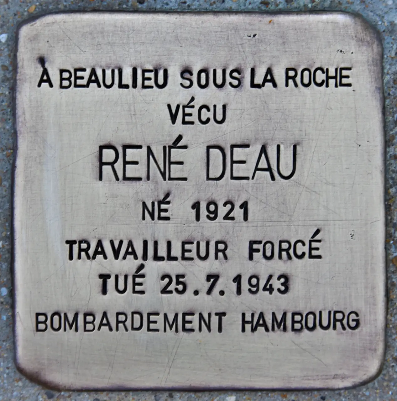 Stolperstein für Rene Deau (Beaulieu-sous-la-Roche)