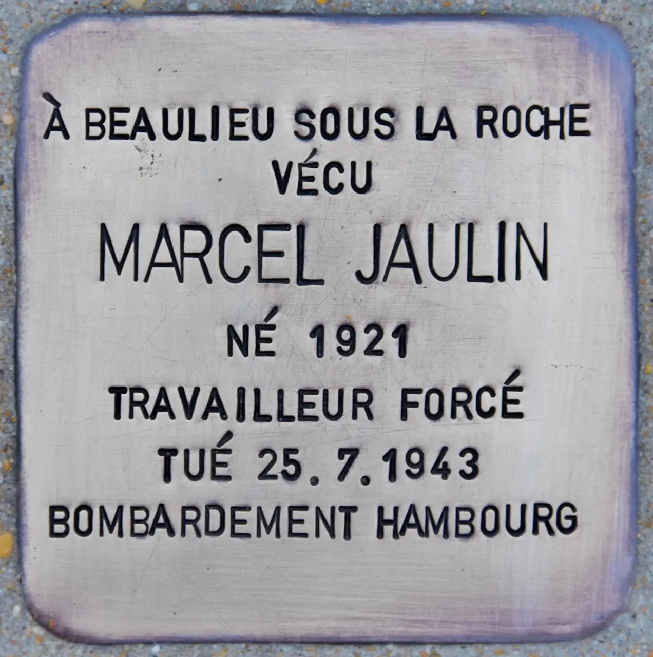 Stolperstein für Marcel Jaulin (Beaulieu-sous-la-Roche) 01
