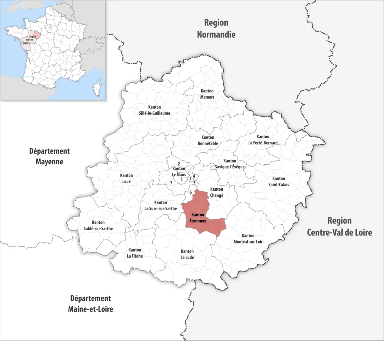 Locator map of Kanton Écommoy 2025