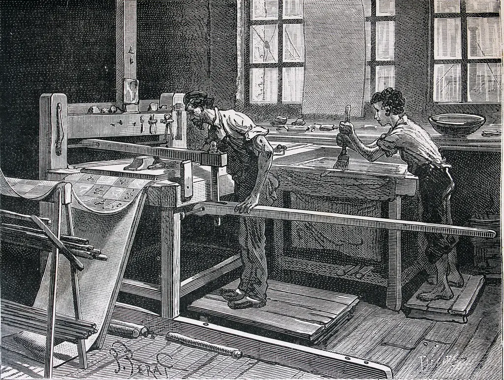 'Impression à la planche du papier peint'.
