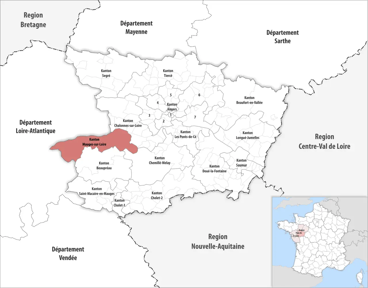 Locator map of Kanton Mauges-sur-Loire 2020