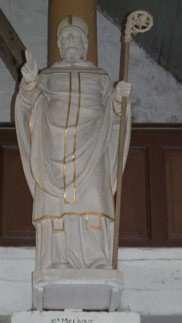 Saint-Melaine-sur-Aubance (49) Église Saint-Melaine - Intérieur - Statue de Saint-Melaine