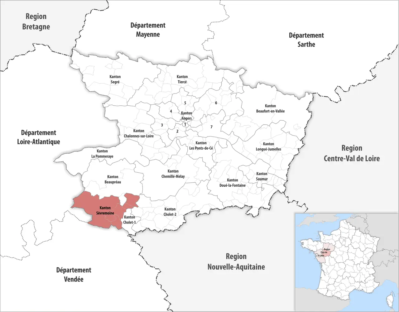 Locator map of Kanton Sèvremoine 2020