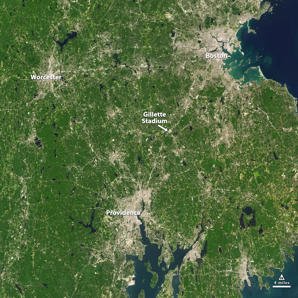 NASA Satellite Captures Super Bowl Cities - Boston/Providence [annotated]