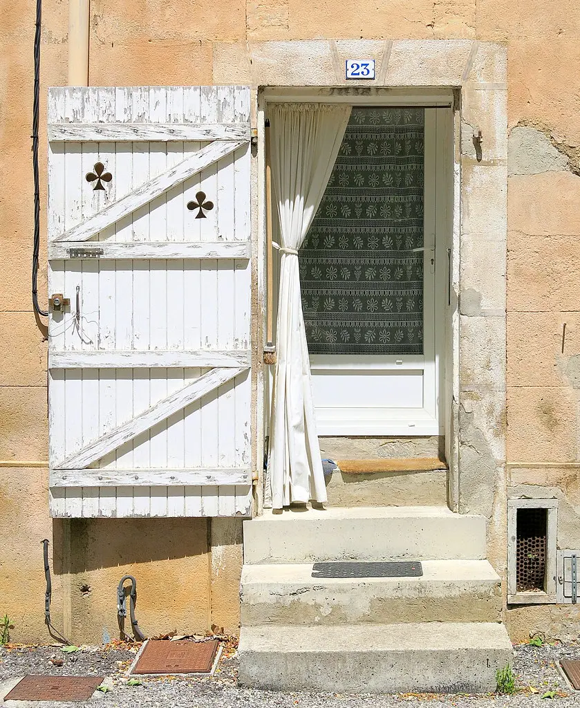 A shuttered doorway, Brue-Auriac, Var, Provence, France
