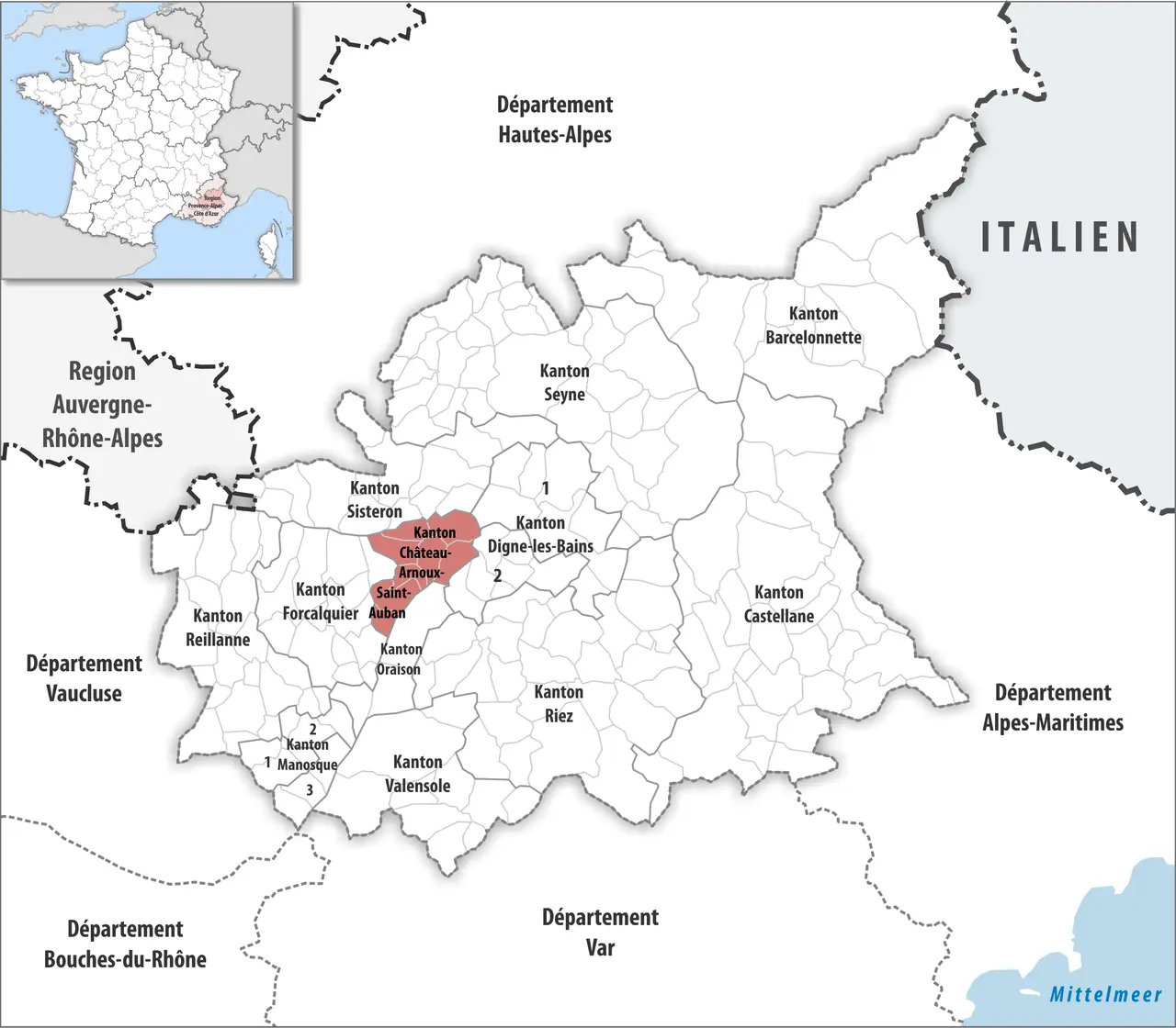 Locator map of Kanton Château-Arnoux-Saint-Auban