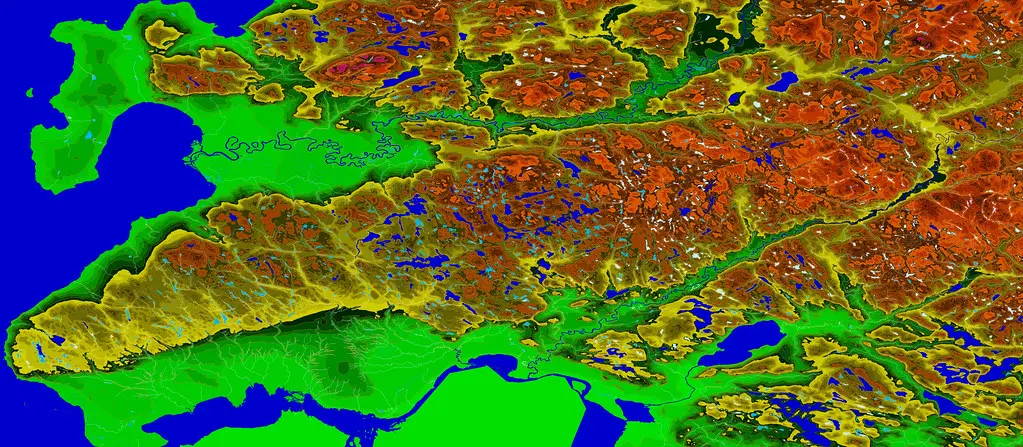 Sault Ste. Marie Area Physical Elevation Map